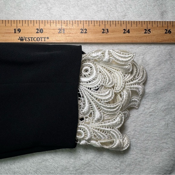 Vintage 80s 90s Black Blazer Jacket and Skirt Suit Set with Lace Details, Office - Picture 11 of 16